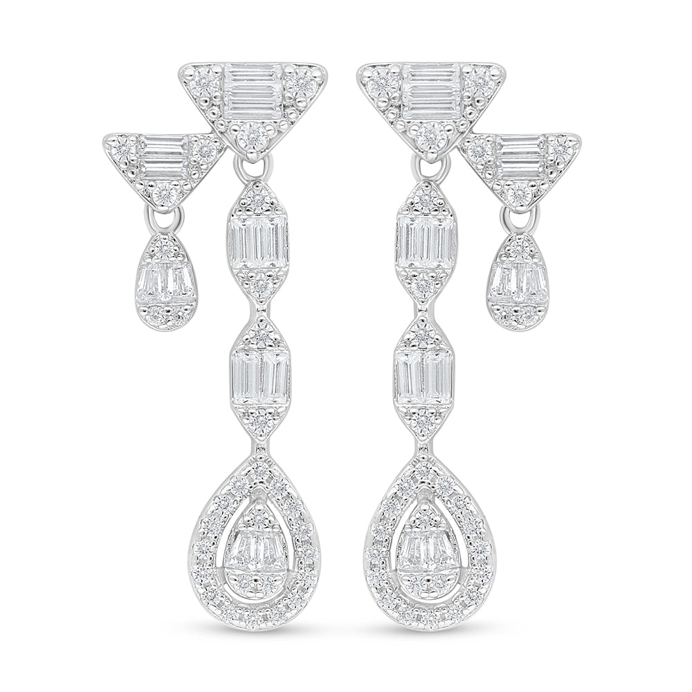 Sterling Silver 925 SET Rhodium Plated Embedded With White Zircon
