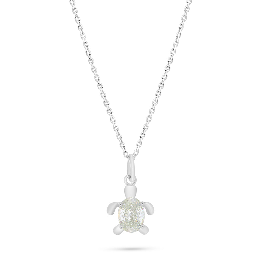 Sterling Silver 925 Necklace Rhodium Plated Embedded With Diamond Zircon