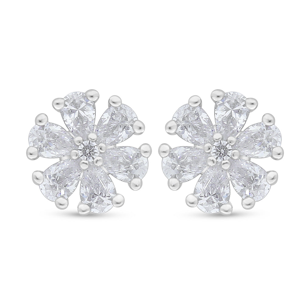 اقراط من الفضة الخالصة عيار 925 مطلية روديوم مرصعة فص ابيض