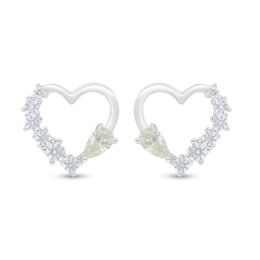 Sterling Silver 925 Earring Rhodium Plated Embedded With Diamond Zircon And White Zircon