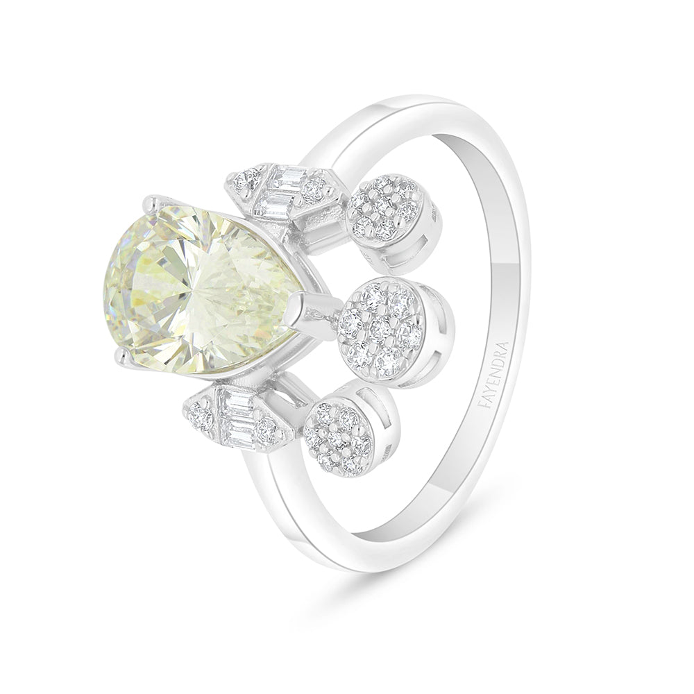 Sterling Silver 925 SET Rhodium Plated Embedded With Diamond Zircon And White Zircon