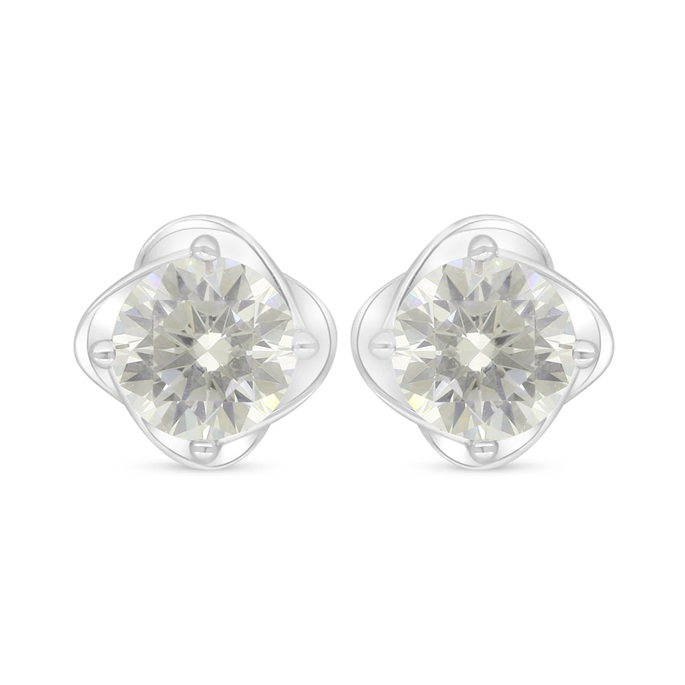 Sterling Silver 925 Earring Rhodium Plated Embedded With Diamond Zircon