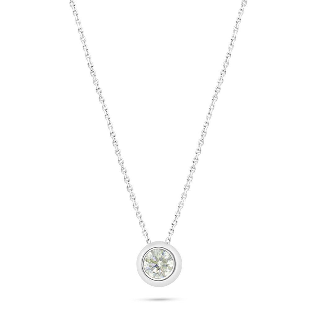 Sterling Silver 925 Necklace Rhodium Plated Embedded With Diamond Zircon