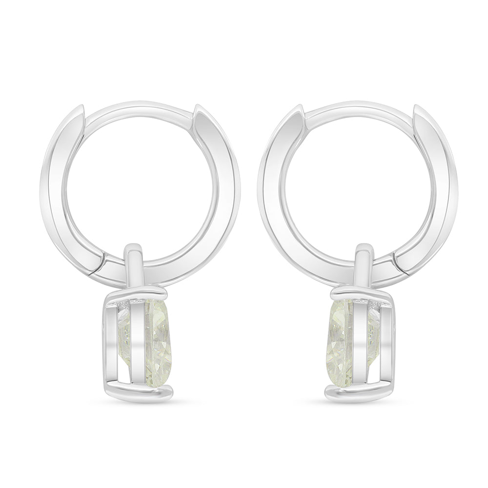 Sterling Silver 925 Earring Rhodium Plated Embedded With Diamond Zircon And White Zircon