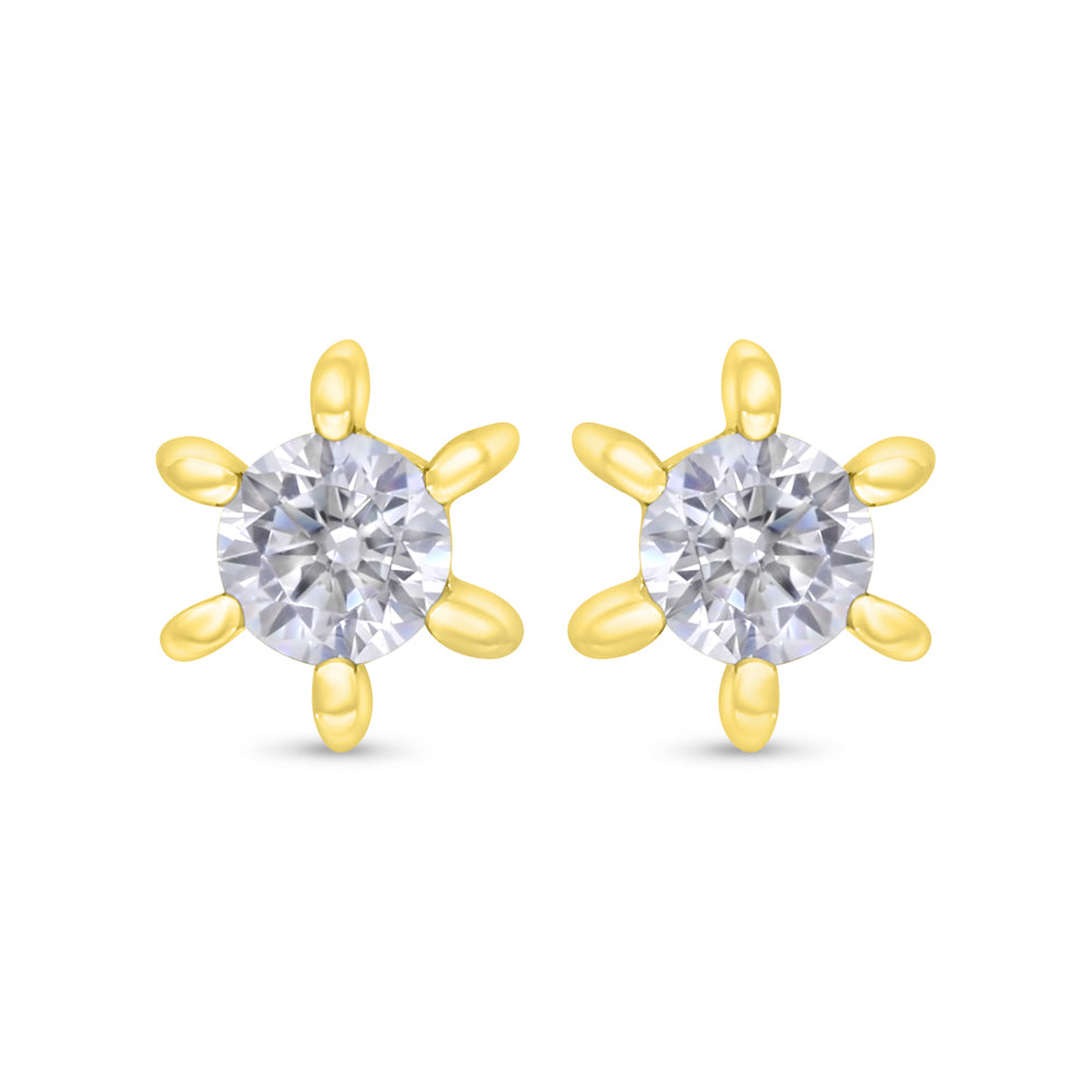 Sterling Silver 925 Earring Gold Plated Embedded With White Zircon