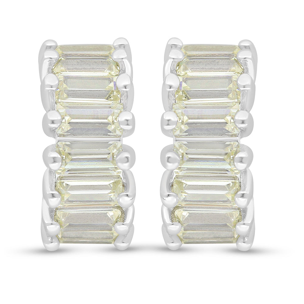 Sterling Silver 925 Earring Rhodium Plated Embedded With Diamond Zircon