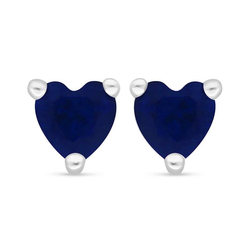 Sterling Silver 925 Earring Rhodium Plated Embedded With Sapphire Corundum