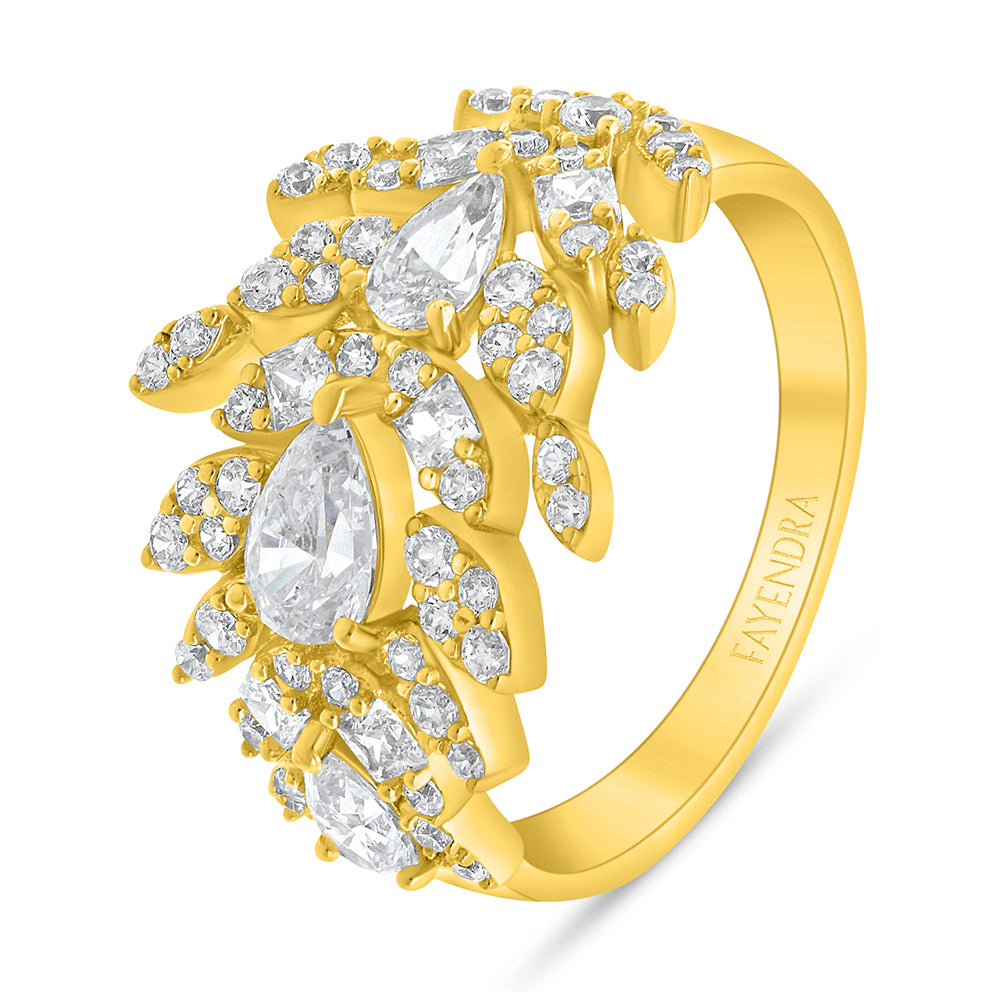 Sterling Silver 925 SET Golden Plated Embedded With White Zircon