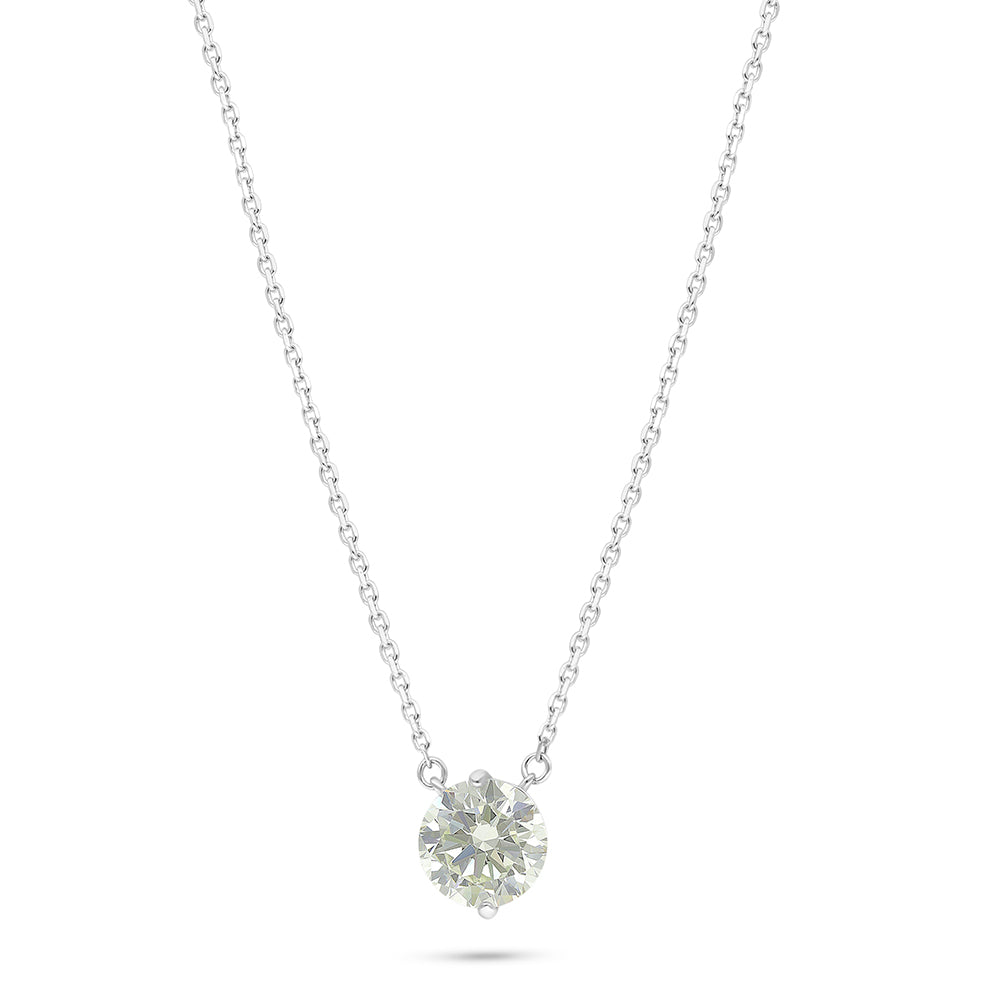 Sterling Silver 925 Necklace Rhodium Plated Embedded With Diamond Zircon