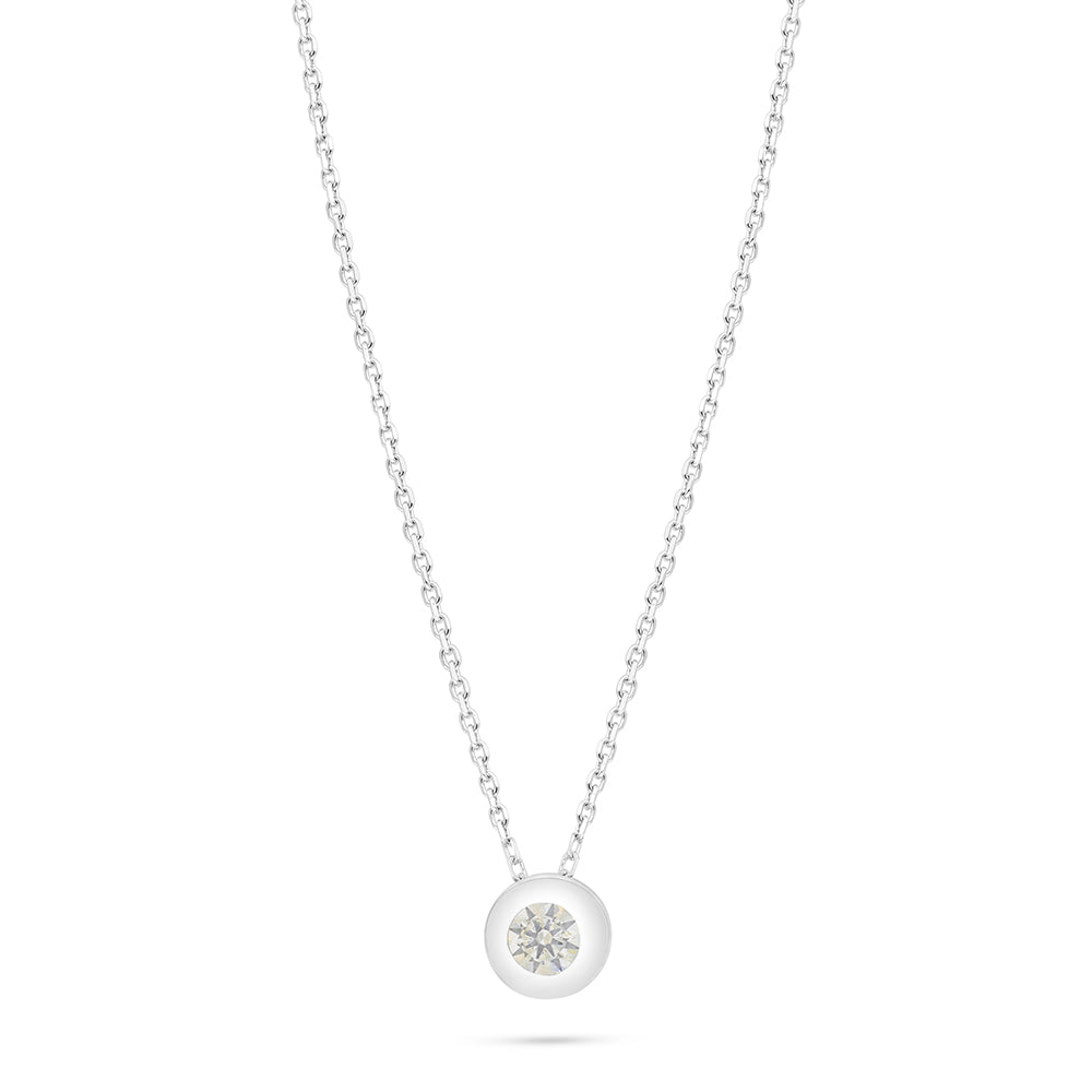 Sterling Silver 925 Necklace Rhodium Plated Embedded With Diamond Zircon