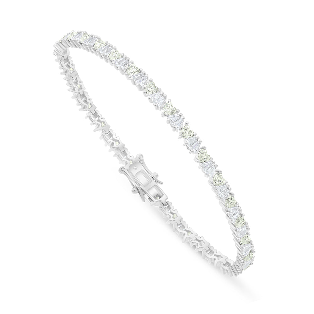 Sterling Silver 925 Bracelet Rhodium Plated Embedded With Diamond Zircon And White Zircon