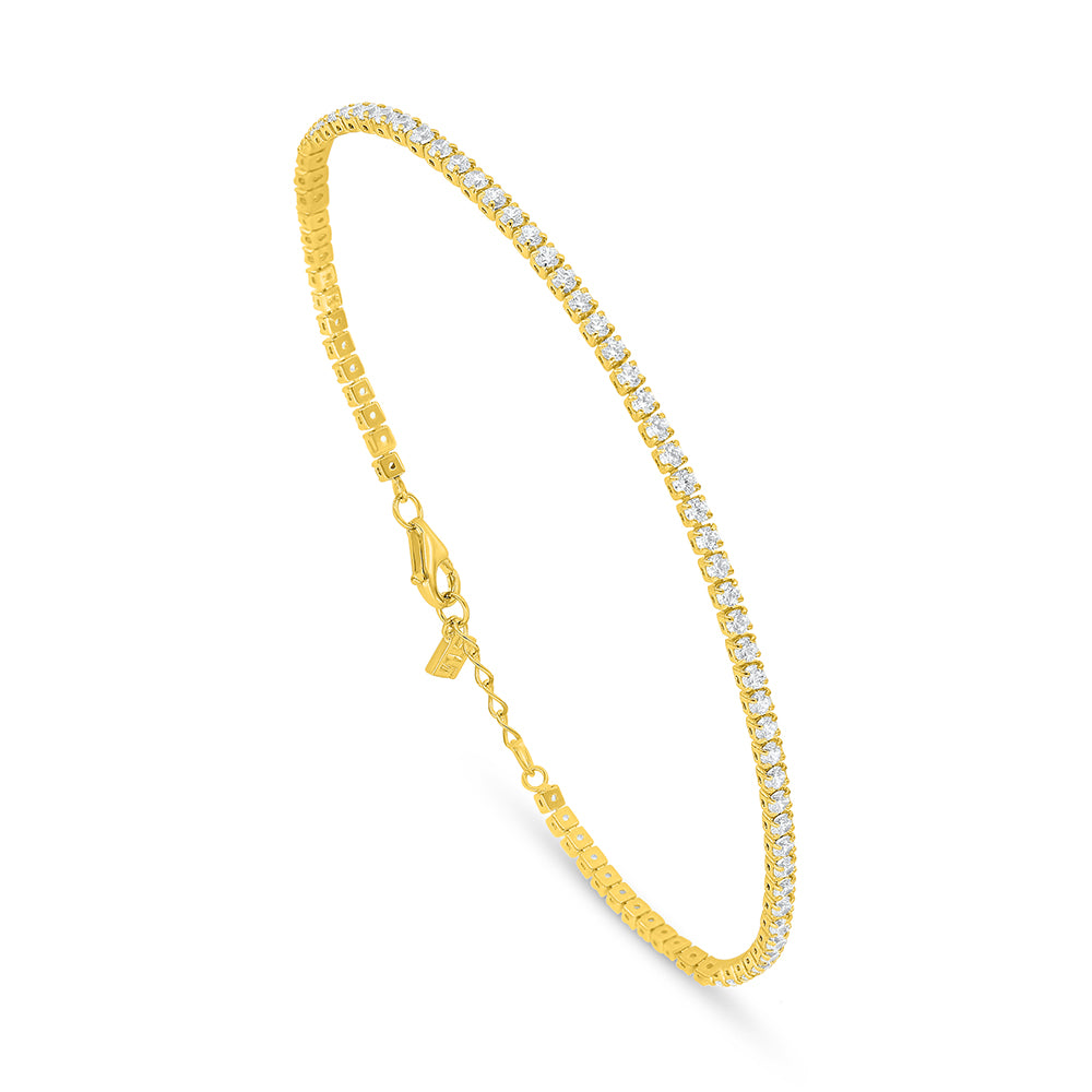 Sterling Silver 925 Bracelet Golden Plated Embedded With White Zircon