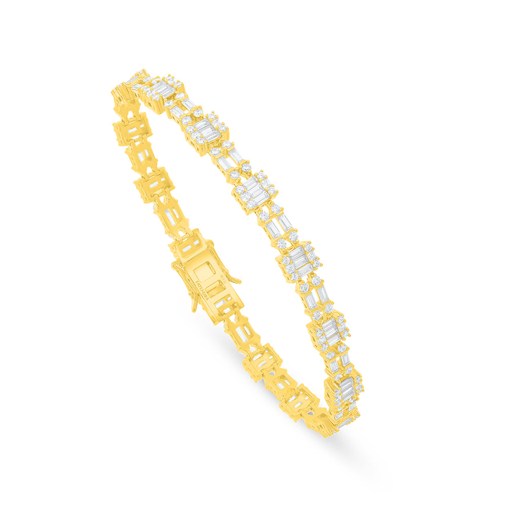 Sterling Silver 925 Bracelet Golden Plated Embedded With White Zircon