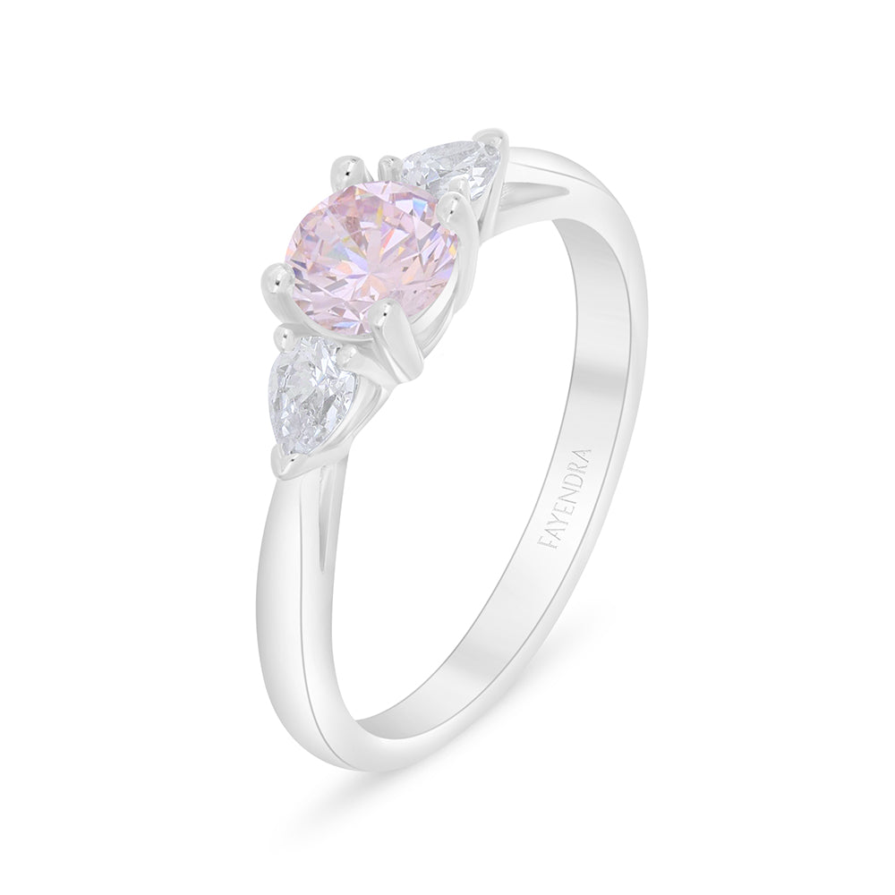 خاتم من الفضة الخالصة عيار 925 مطلي روديوم مرصع زركون بنك و فص ابيض