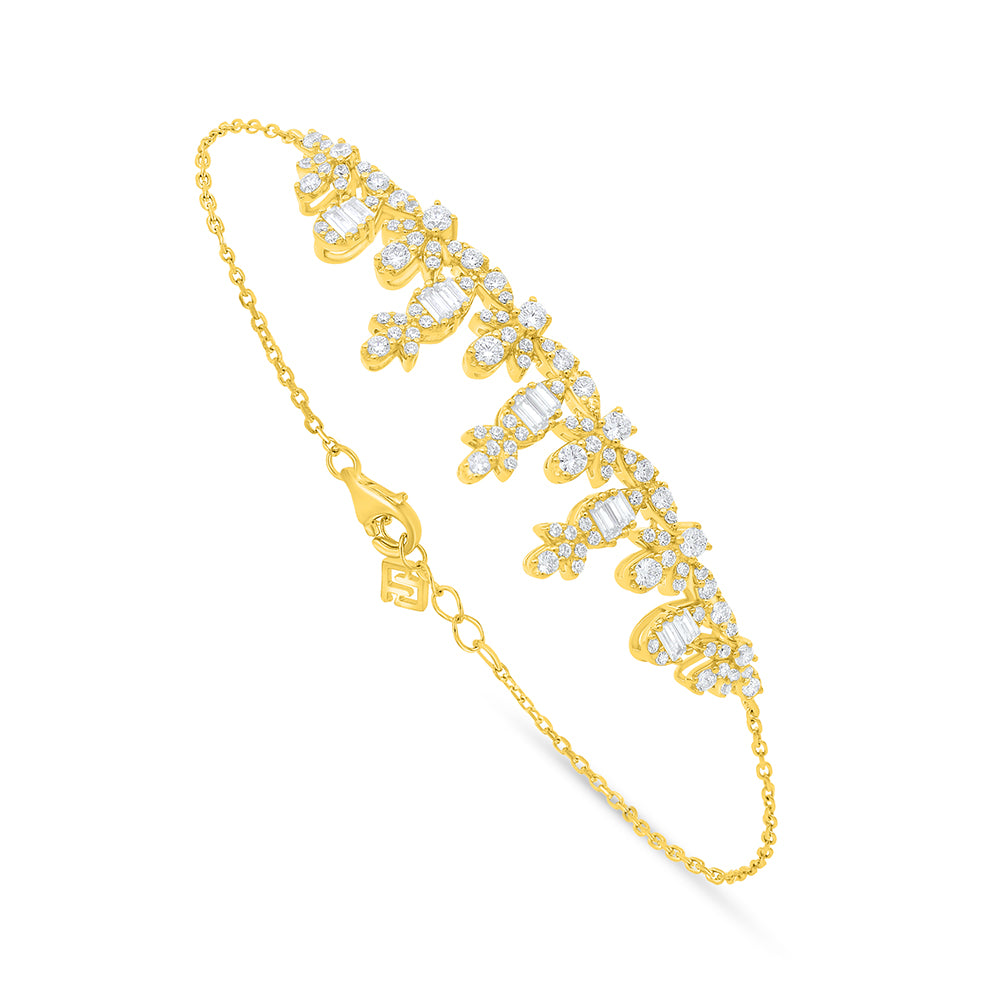 Sterling Silver 925 Bracelet Golden Plated Embedded With White Zircon