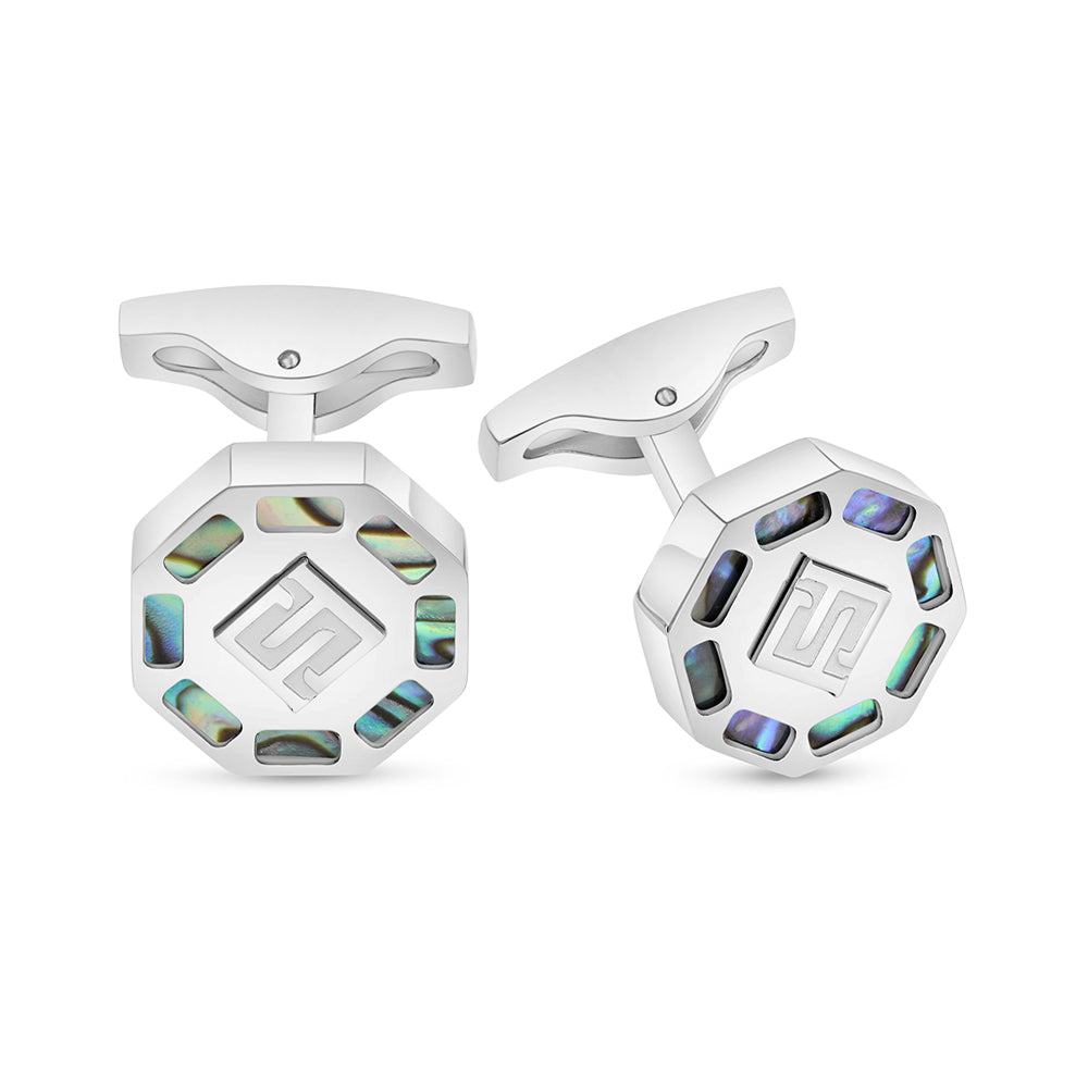 كبك ستانلس ستيل لون فضي عيار L316 مرصع احجار صدف استرالي Shiny Steel