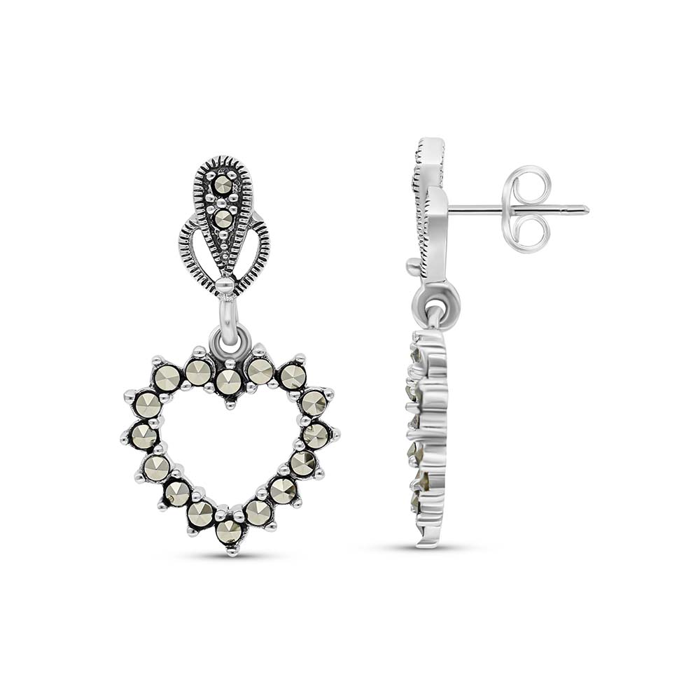 Sterling Silver 925 Earring Embedded With Marcasite Stones