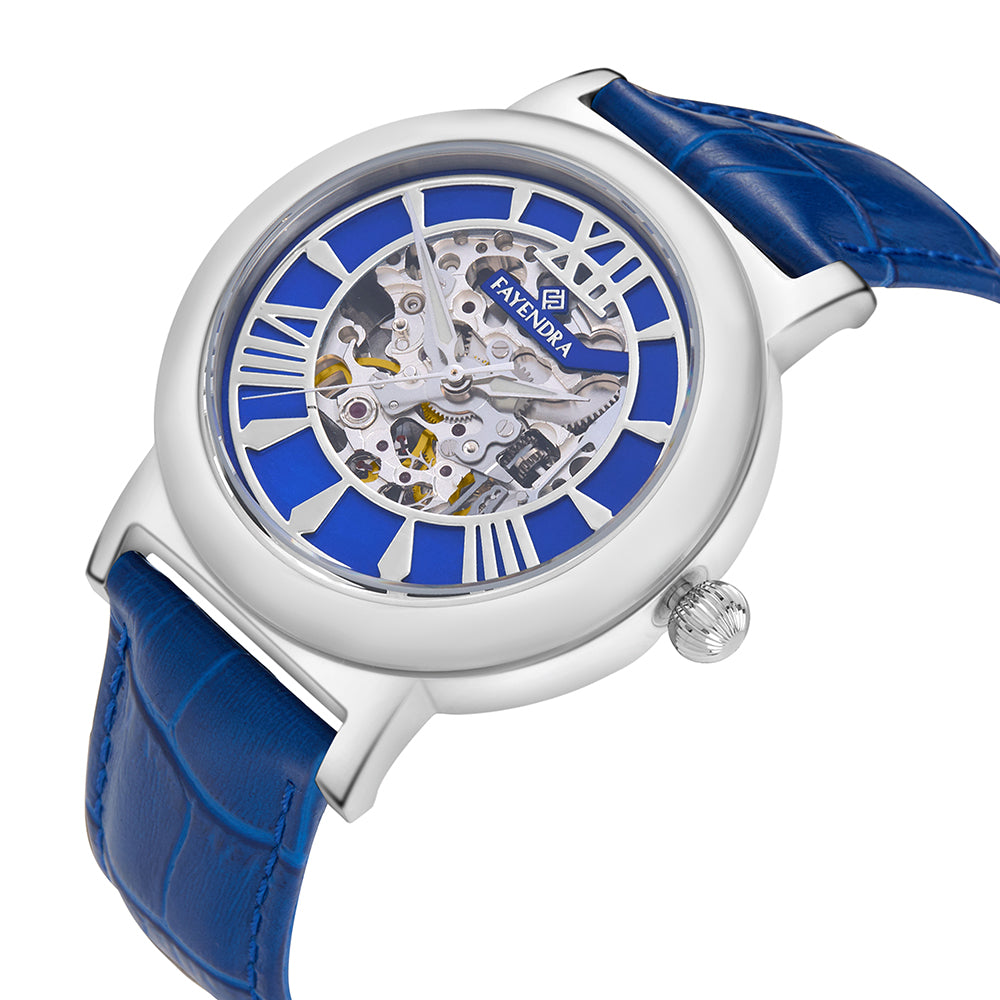 Stainless Steel 316L Watch Silver Color Blue Leather For Men - BLUE MOP DIAL