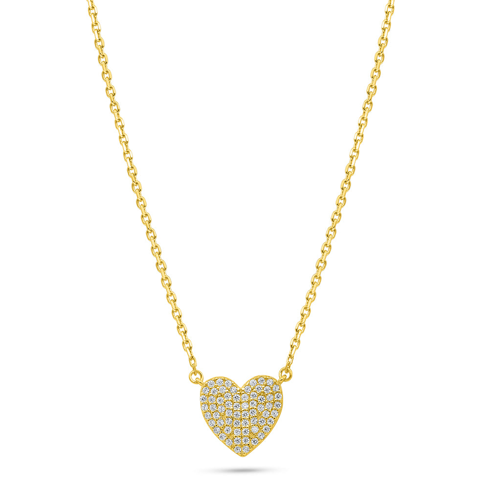 عقد من الفضة الخالصة عيار 925 مطلي ذهبي مرصع فص ابيض