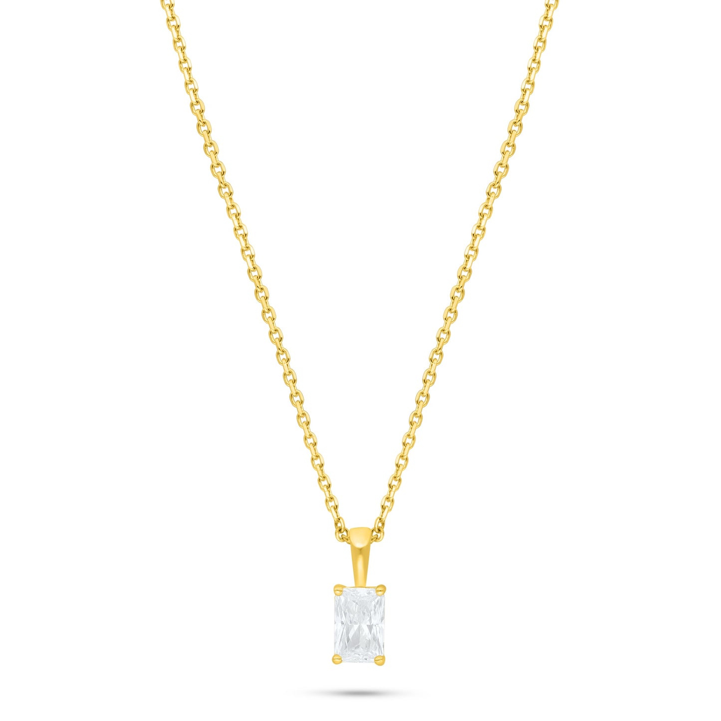 عقد من الفضة الخالصة عيار 925 مطلي ذهبي مرصع فص ابيض