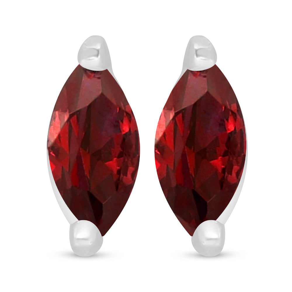 Sterling Silver 925 Earring Rhodium Plated Embedded With Ruby Corundum