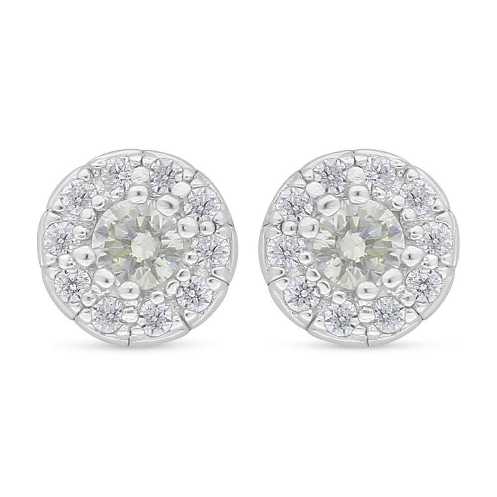 Sterling Silver 925 Earring Rhodium Plated Embedded With Diamond Zircon And White Zircon