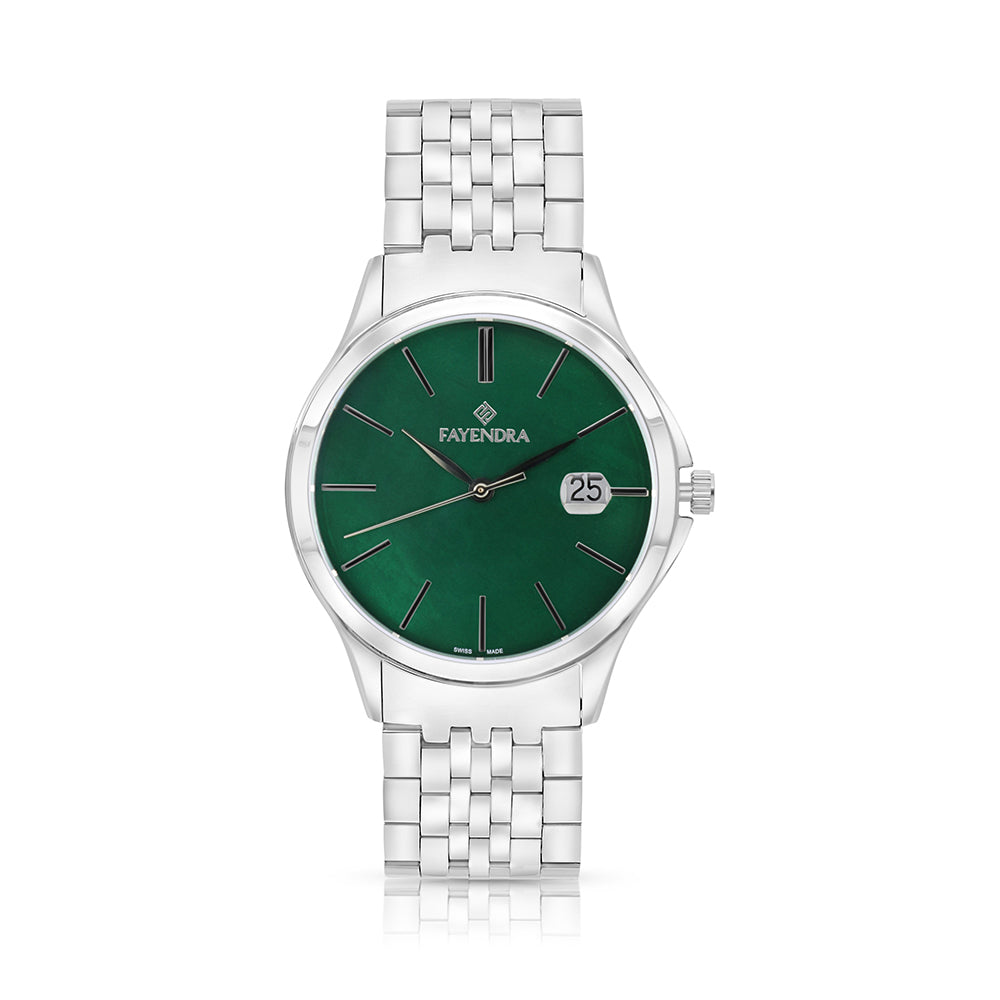 Stainless Steel 316 Watch Silver Color For Men - GREEN MOP DIAL