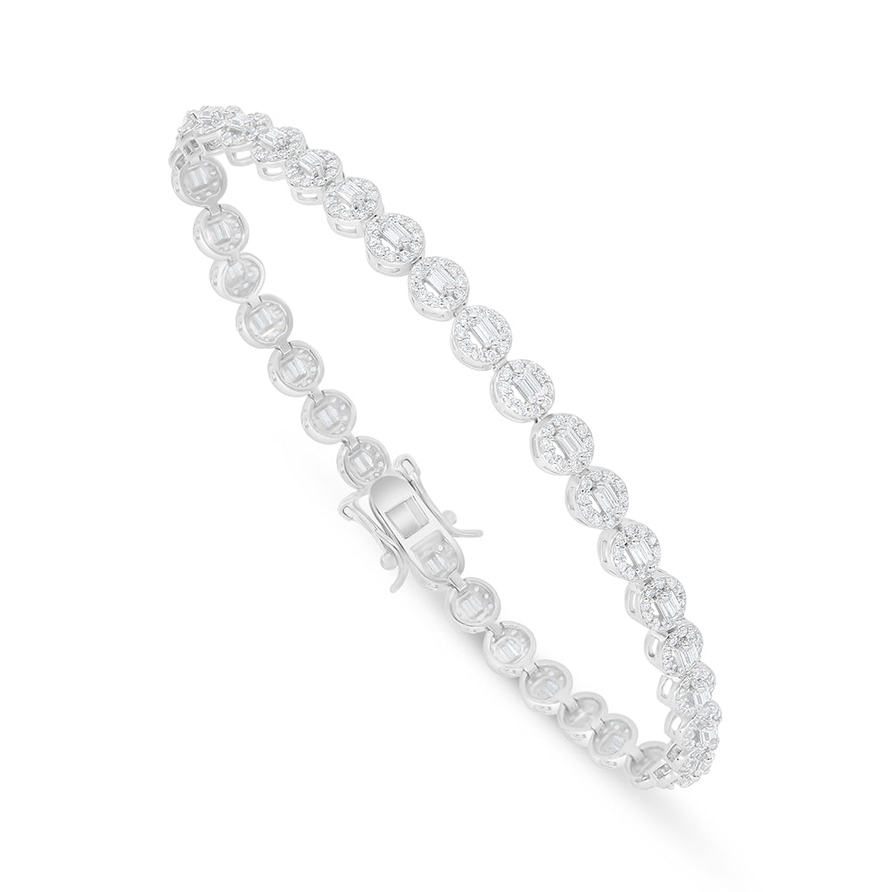 Sterling Silver 925 Bracelet Rhodium Plated Embedded With White Zircon