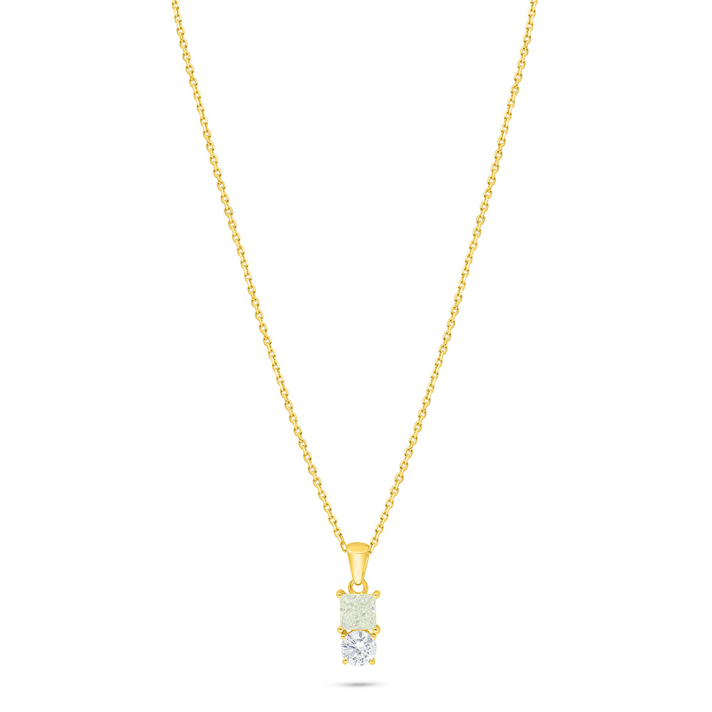Sterling Silver 925 Necklace Golden Plated Embedded With Diamond Zircon And White Zircon