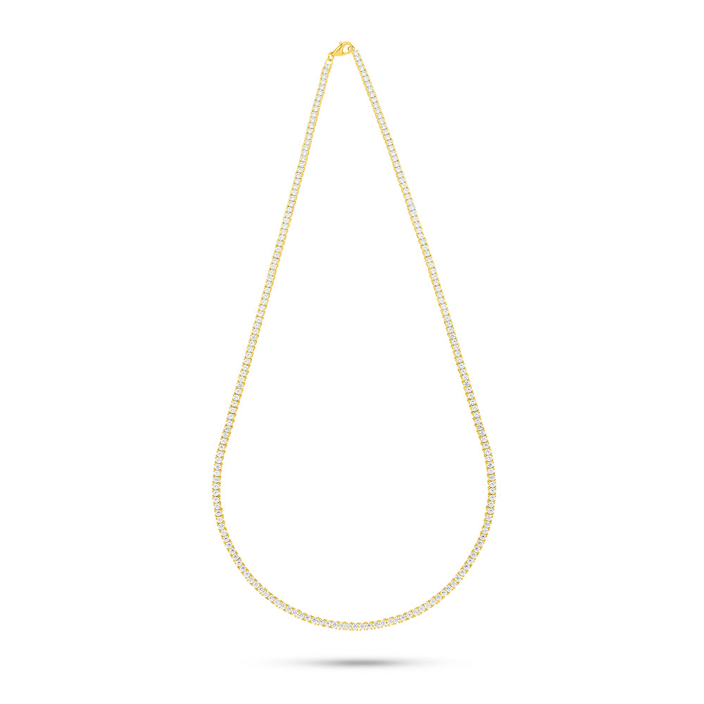 عقد من الفضة الخالصة عيار 925 مطلي ذهبي مرصع فص ابيض