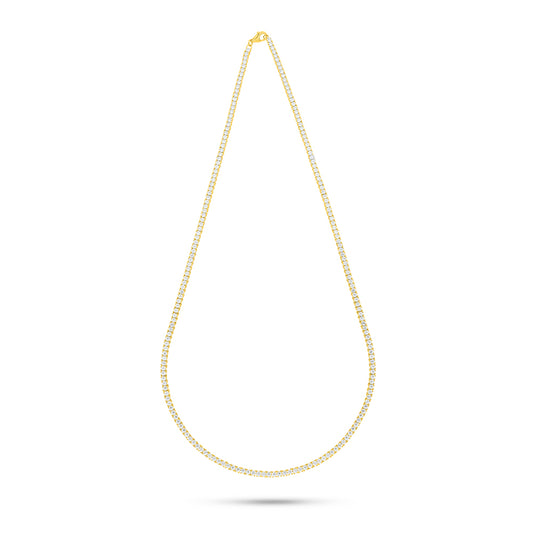 Sterling Silver 925 Necklace Golden Plated Embedded With White Zircon