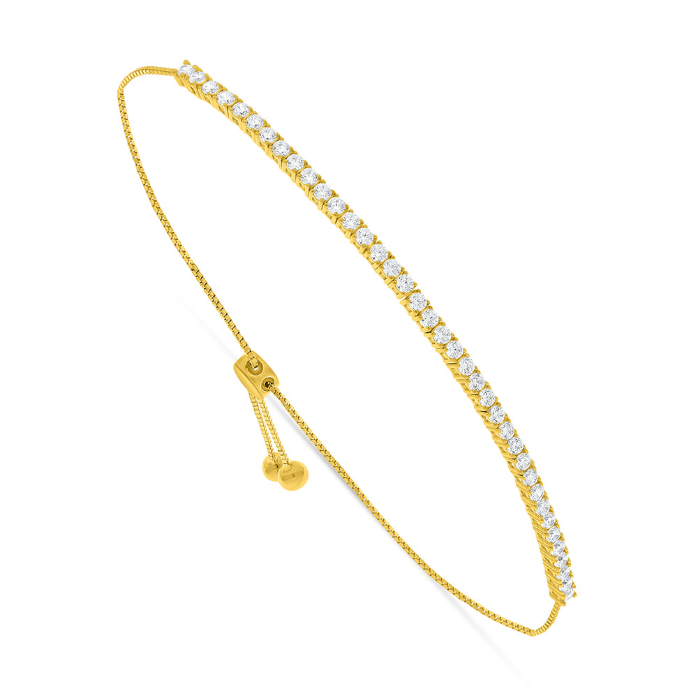 Sterling Silver 925 Bracelet Golden Plated Embedded With White Zircon