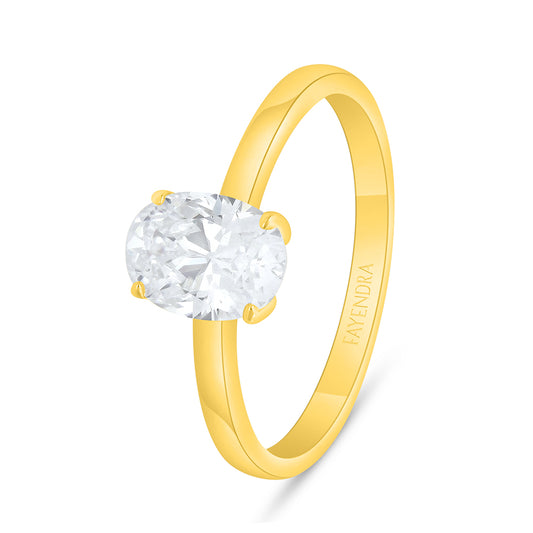 خاتم من الفضة الخالصة عيار 925 مطلي ذهبي مرصع فص ابيض