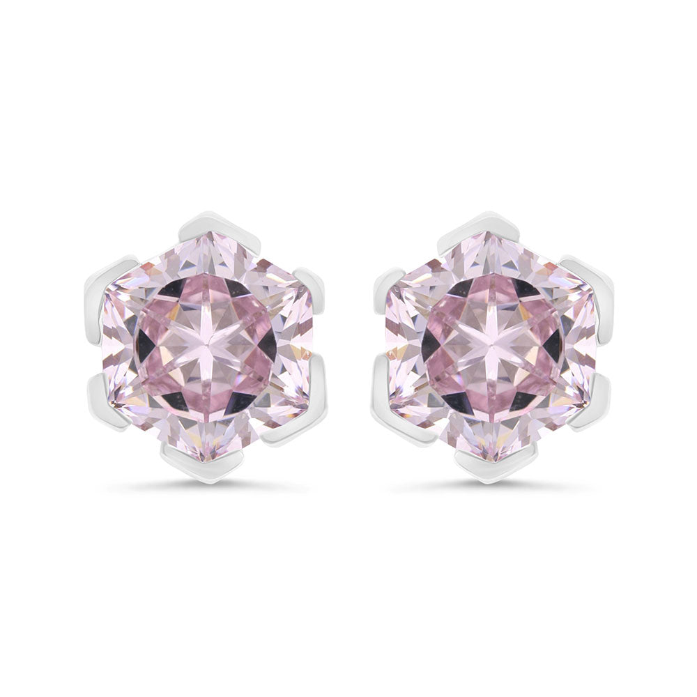 Sterling Silver 925 Earring Rhodium Plated Embedded With Sapphire Corundum