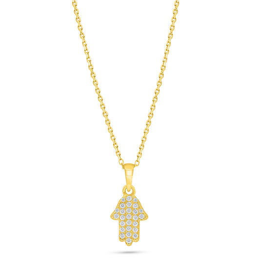 Sterling Silver 925 Necklace Golden Plated Embedded With White Zircon