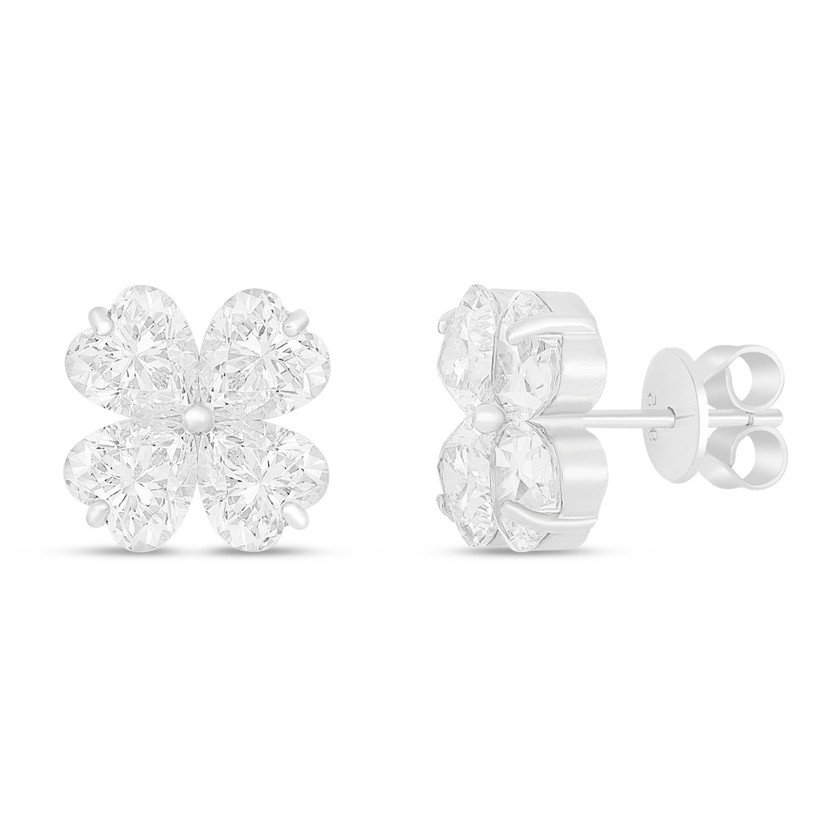 Sterling Silver 925 Earring Rhodium Plated Embedded With White Zircon