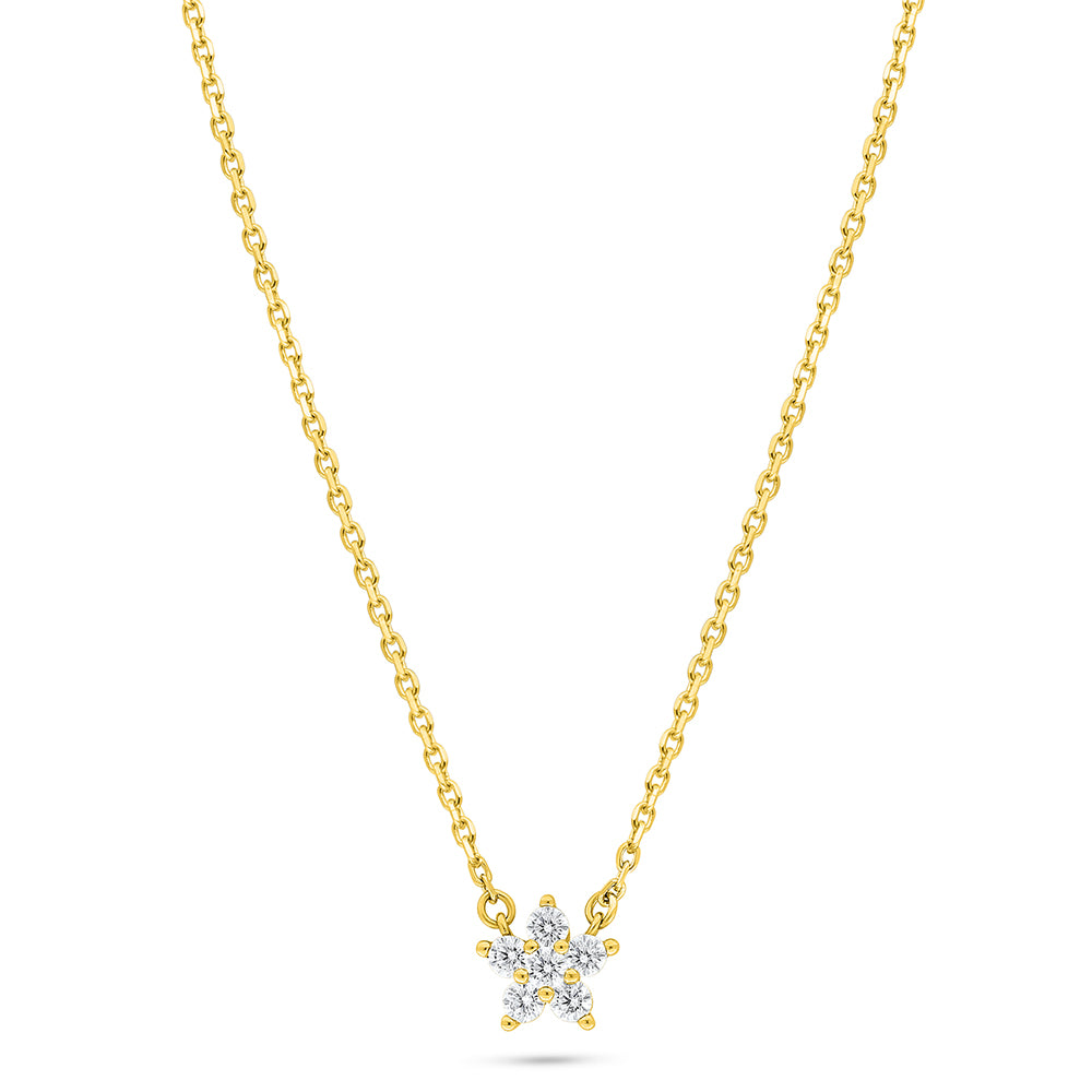 Sterling Silver 925 Necklace Golden Plated Embedded With White Zircon