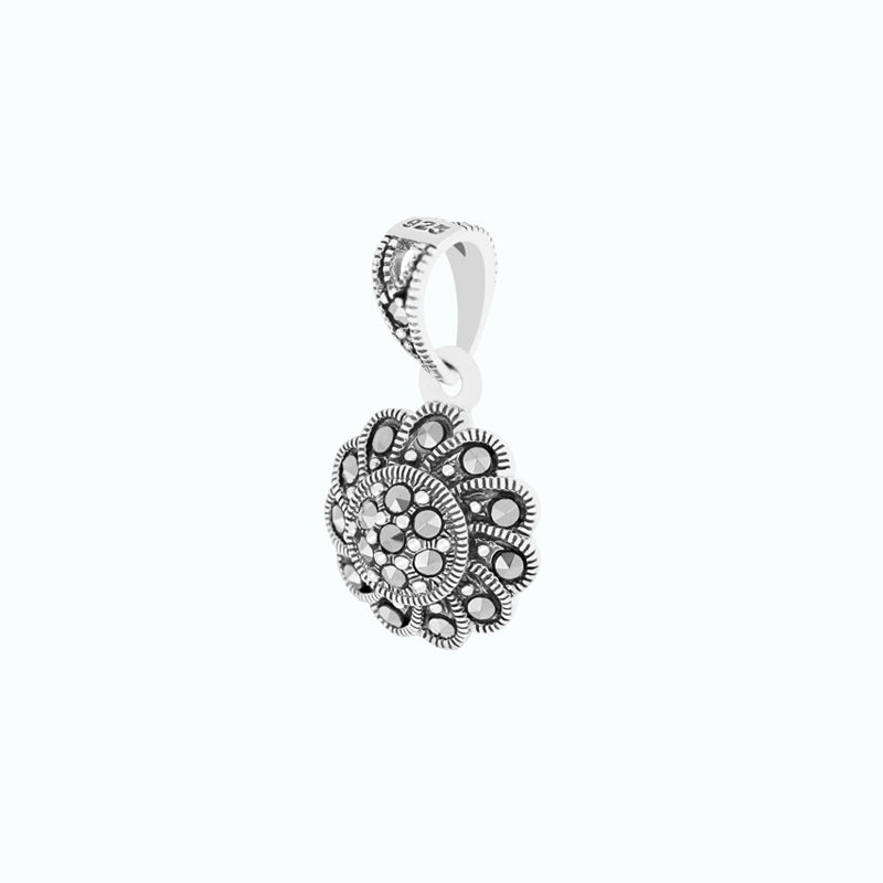 Sterling Silver 925 Pendant Embedded With Marcasite Stones