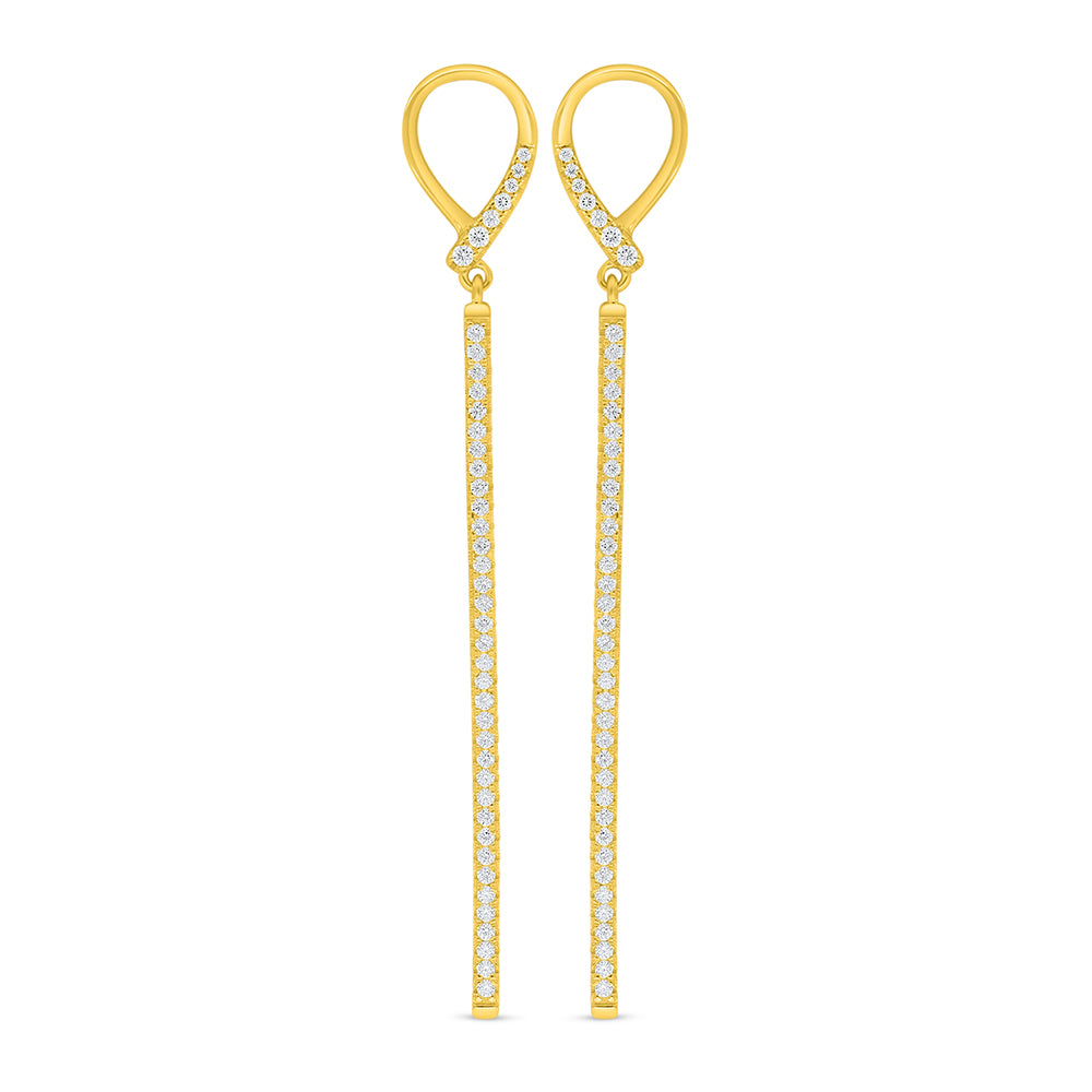 Sterling Silver 925 Earring Golden Plated Embedded With White Zircon