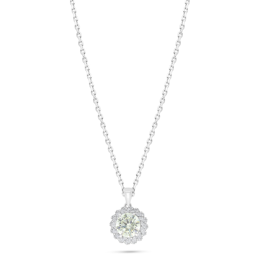 Sterling Silver 925 Necklace Rhodium Plated Embedded With Diamond Zircon And White Zircon