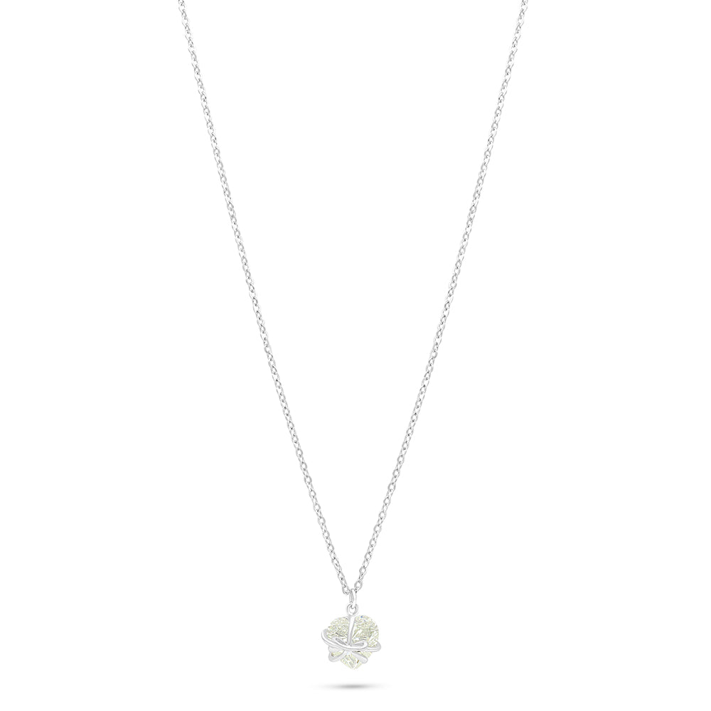 Sterling Silver 925 Necklace Rhodium Plated Embedded With Diamond Zircon