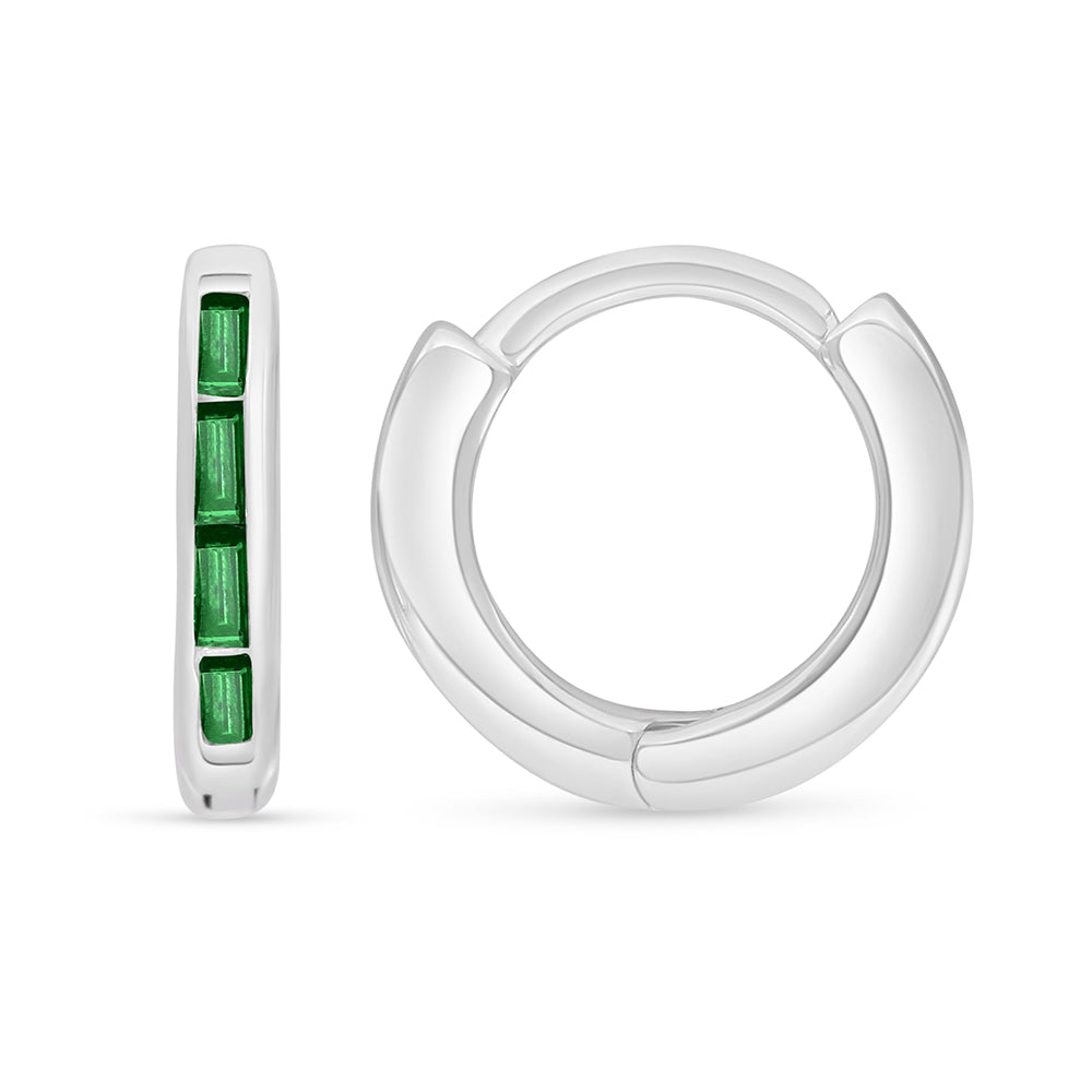 اقراط من الفضة الخالصة عيار 925 مطلية روديوم مرصعة زركون زمردي