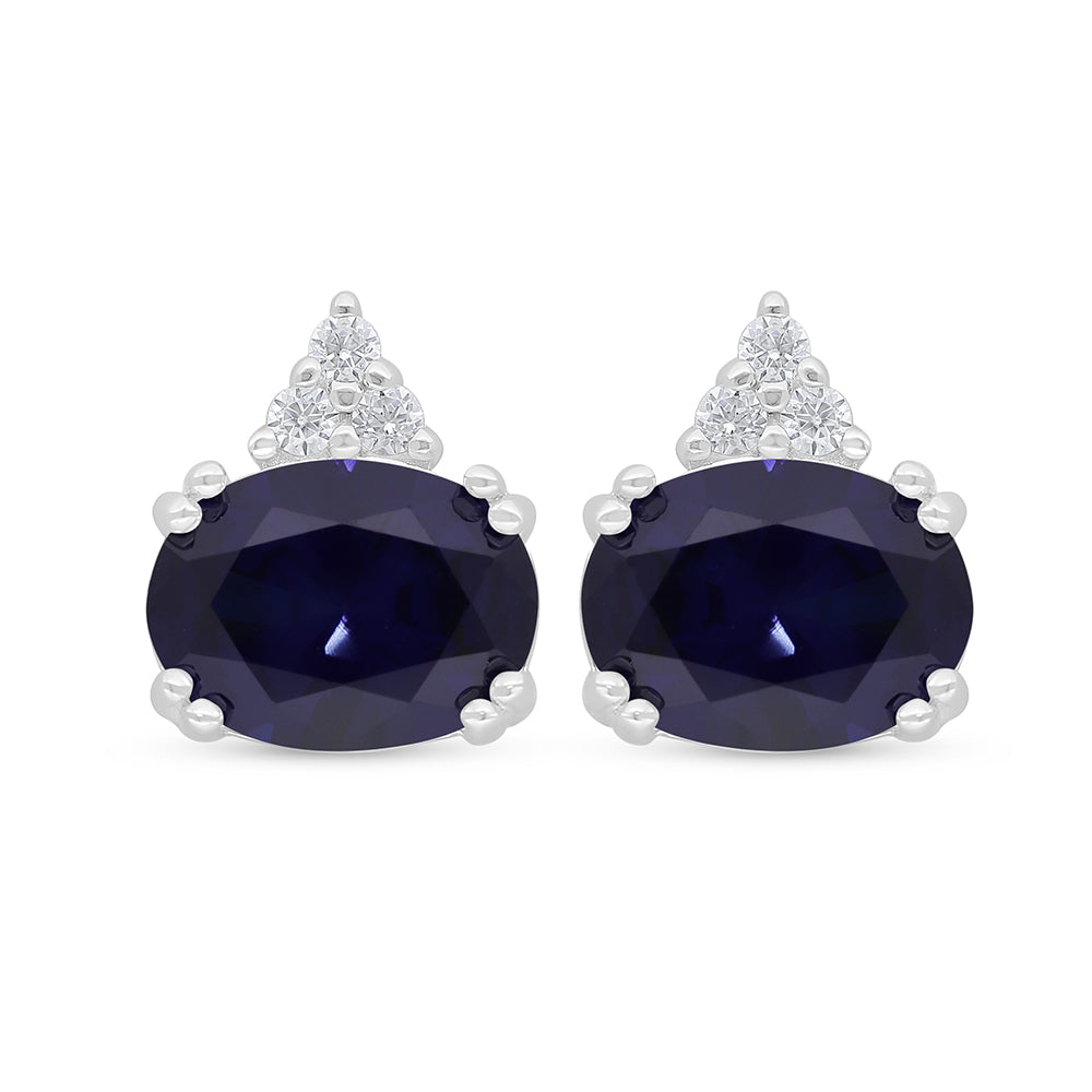 اقراط من الفضة الخالصة عيار 925 مطلية روديوم مرصعة زفير كروندوم و فص ابيض