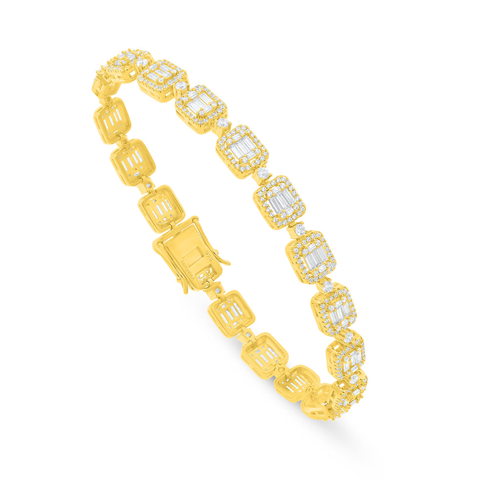 اسورة من الفضة الخالصة عيار 925 مطلية ذهبي مرصعة فص ابيض