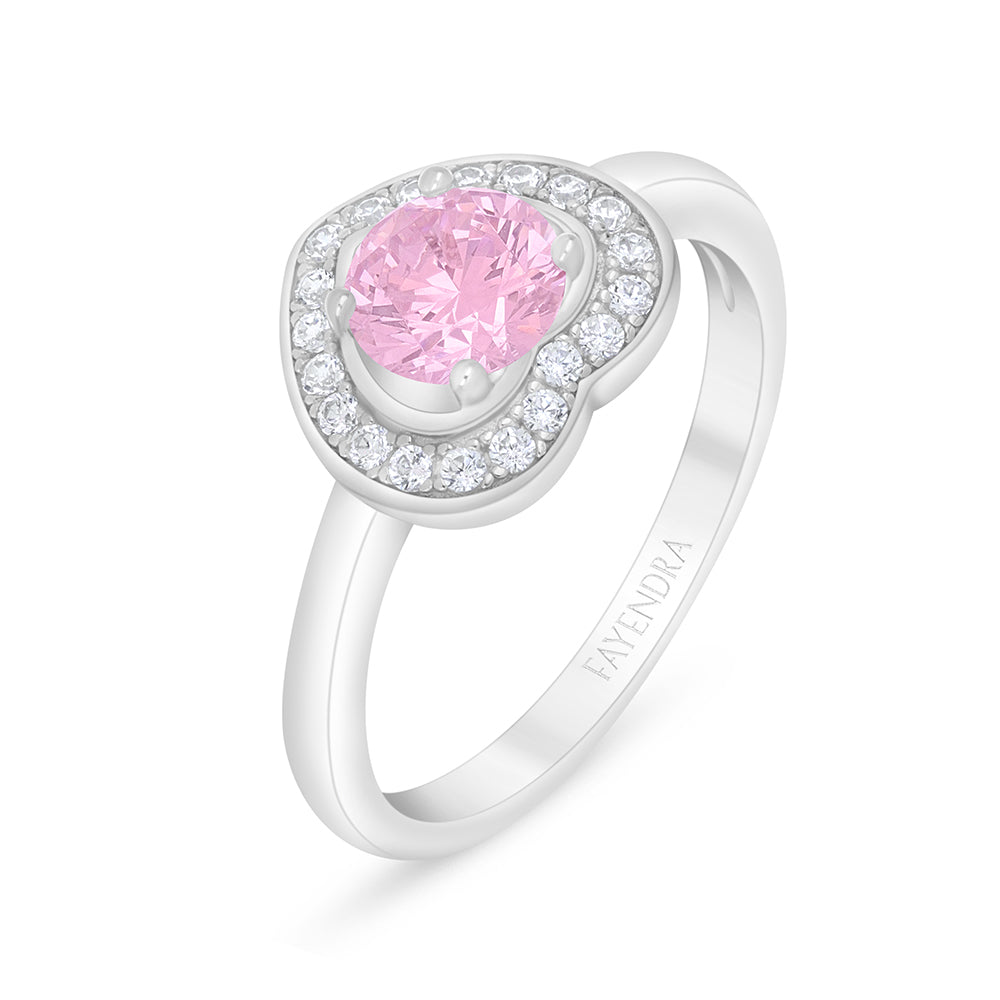 خاتم من الفضة الخالصة عيار 925 مطلي روديوم مرصع زركون بنك و فص ابيض