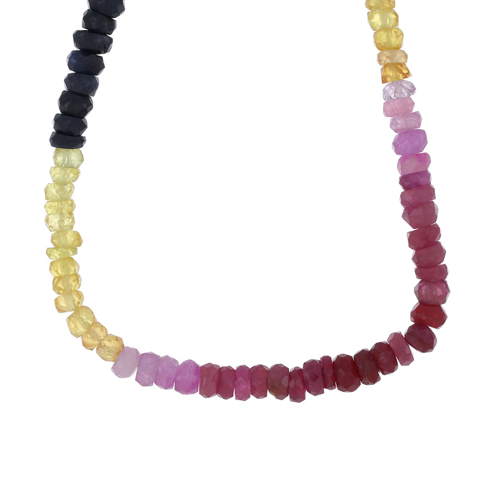 Necklace of Natural Stones Sapphire , Emerald, and Ruby Elegantly finished with a Sterling Silver 925 clasp