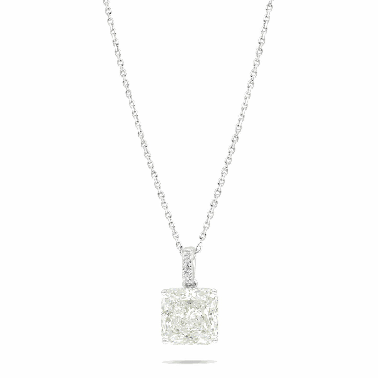 Sterling Silver 925 Necklace Rhodium Plated Embedded With Diamond Zircon And White Zircon