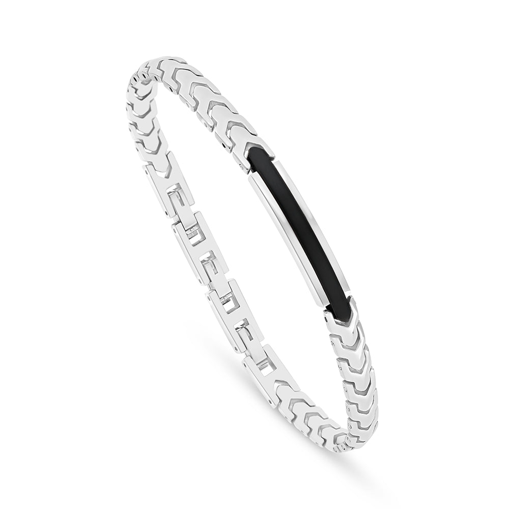 اسورة رجالي ستانلس ستيل لون فضي و اسود عيار 316L