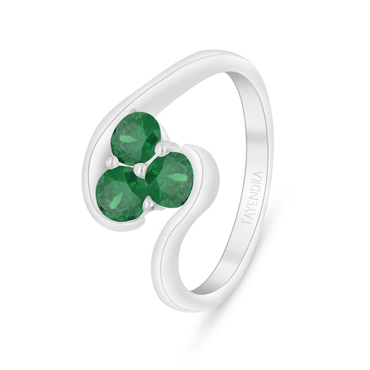 خاتم من الفضة الخالصة عيار 925 مطلي روديوم مرصع زركون زمردي