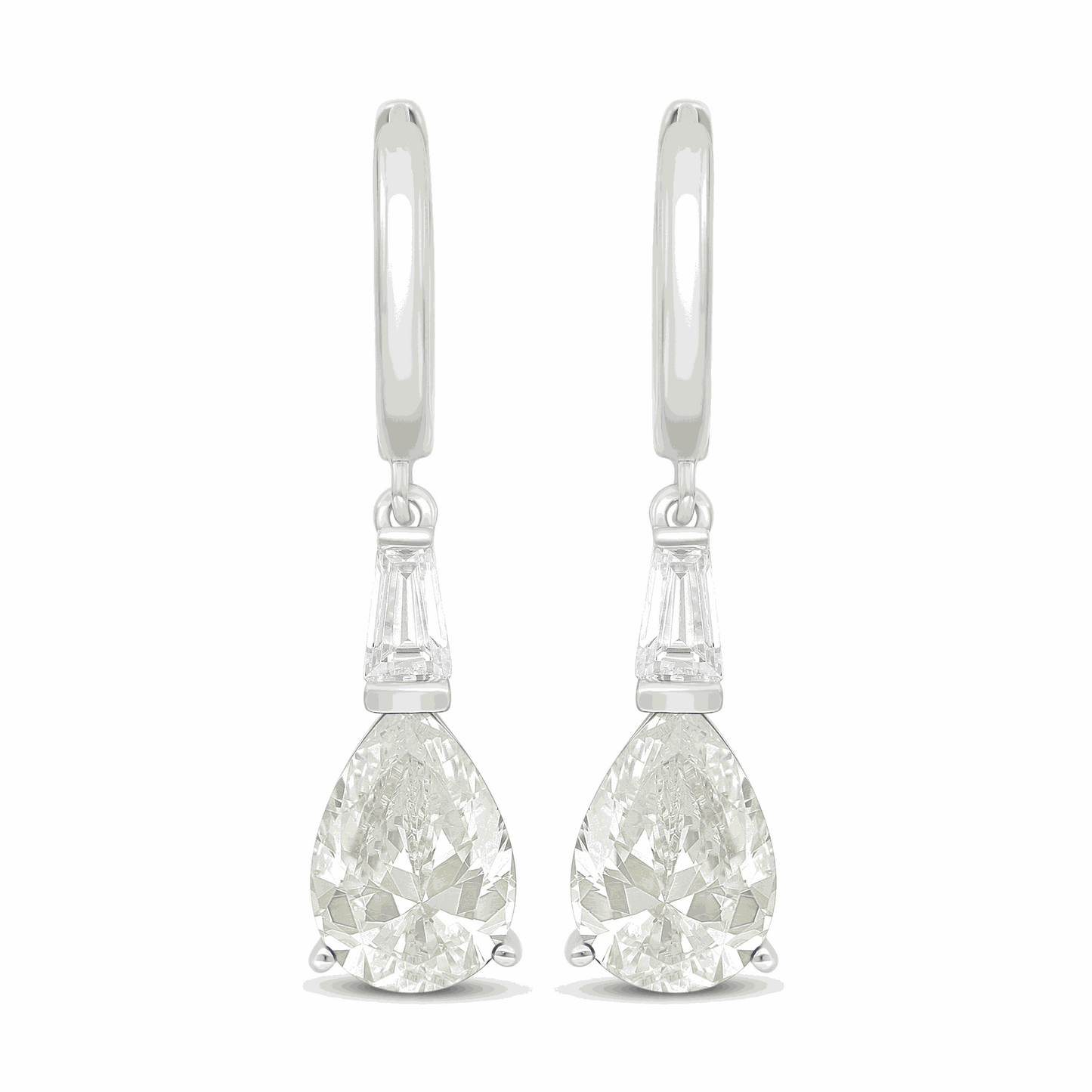 Sterling Silver 925 Earring Rhodium Plated Embedded With Diamond Zircon And White Zircon